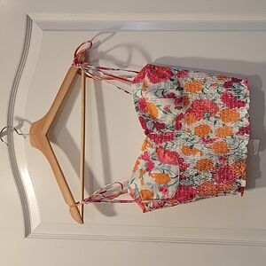 WAYF CARNATION PINK AND ORANGE FLOWER PRINTED TANK TOP SIZE MEDIUM